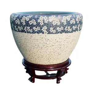 Hand Painted Flower Chrysanthemum Pattern Ceramic Large Bowl Flower Pot