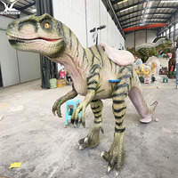 Dinosaure animatronique interactif à chevaucher, T-Rex Velociraptor robotisé à 3 roues pour parcs d'attractions, sites touristiques et usage commercial