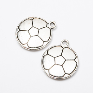 Dijes de Balón de Fútbol para la Creación de Joyas, Colgantes Grabados de Aleación de Zinc de 22x19x3mm, 4 Colores - Product Image 3