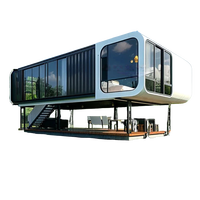 Maisons modulaires en conteneurs avec panneaux sandwich et structure en acier, design moderne, utilisation en extérieur, cuisine portable, grand espace, cabane Apple