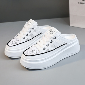 2026 New Mesh Women's Loafers <b>Half</b> Slippers Summer Trendy Breathable Thick PVC Outsole Elevated Versatile Sports Shoes - Product Image 2