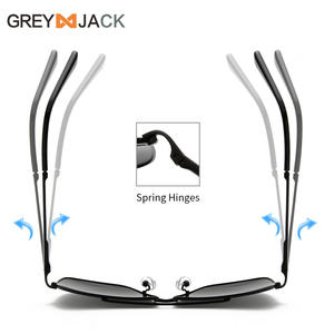 Greyjack Lunettes de soleil polarisées pour hommes, monture complète, verres TAC UV400, charnières à ressort, doré, gris, noir - Product Image 1