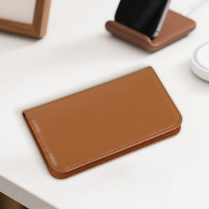 다크 브라운 럭셔리 A6 노트북 파워 뱅크 지갑 케이스 PU 커버 양각 디자인 전화 그립 및 신용 카드 포함 - Product Image 2