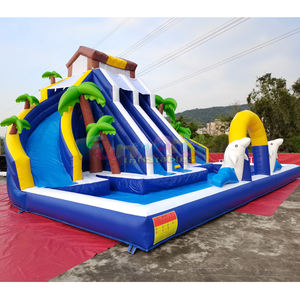 Tobogán Acuático Inflable de PVC de Grado Comercial con Diseño de Delfín, Doble Carril, para Niños, con Piscina, para Fiestas al Aire Libre - Product Image 2