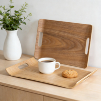 Plateau de service rectangulaire en bois de saule courbé, grande taille, avec poignées, pour hôtels et restaurants – Vente directe usine