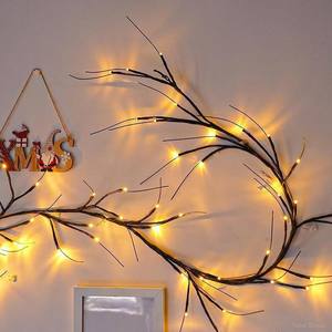 Guirnalda Colgante de Ratán Navideña Flexible DIY con Hojas de Arce y Luces LED para Decoración de Pared, Dormitorio, Fiestas y Hogar - Product Image 1