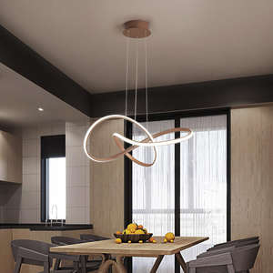 Round Hanging Lamp Modern Aluminum Acrylic Circle Curved Led Ring Pendant <b>Light</b> for Dinning Room - Product Image 4