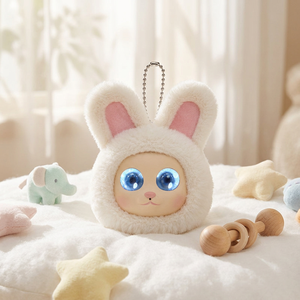 Lindo Peluche de Conejito con Ojos Azules y Llavero, Regalo de Pascua Moderno para Niños - Product Image 1