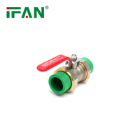 Vanne à boisseau sphérique en laiton IFAN PPR pour raccords de tuyauterie en plastique, avec noyau en fer et double union en laiton