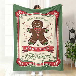 Couverture en flanelle Gingerbread Man, couverture de sieste réversible, douillette et chaude pour chambre à coucher, salon, impression personnalisée OEM ODM YH-M - Product Image 6