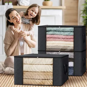 Large storage bag clothes storage bins foldable closet organizer containers non woven collapsible storage box