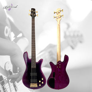 جيتار باس 2V2T قائمة جديدة تصميم الأزياء بارد رماد الخشب الأرجواني لهب الجسم القيقب باس كهربائي - Product Image 2