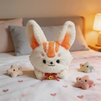 Jouets en peluche personnalisés adorables en forme de lapin aux longues oreilles avec fourrure dégradée orange-blanc. Jouets en peluche sur mesure basés sur vos designs