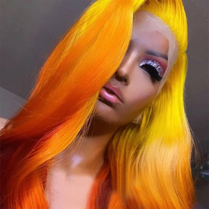 Mái tóc giả lưới trong suốt kiểu ombre 3T 613/Cam/Đỏ tía, tóc Brazil, mái giữa, sóng lơi, dành cho nữ, dài 10-30 inch - Product Image 4