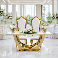 Tables et chaises de mariage en acier inoxydable pour mariés, tables et chaises de salle à manger d'hôtel pour mariages de luxe