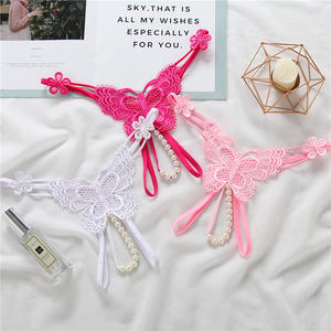 Seksi kelebek Crotchless açık kasık kız kadınlar Lady masaj inci külot bayanlar G-String iç çamaşırı ile Tanga külot - Product Image 6