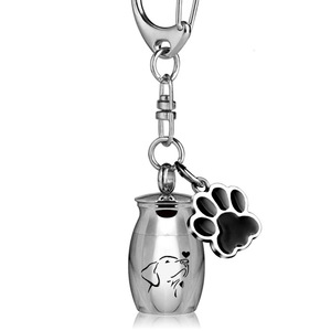 Suministros para Mascotas al por Mayor: Llavero de Urna Conmemorativa para Mascotas de Acero Inoxidable Grabado con Colgante de Huella, Mini Porta Cenizas para Recuerdo Diario - Product Image 6