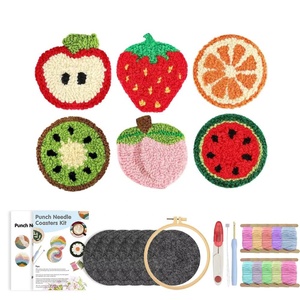 Kit de dessous-de-verre ronds en coton fait main sur le thème des animaux DIY de la marque XIXI - Couture et tissage à la pointe de l'aiguille pour la décoration intérieure - Product Image 2