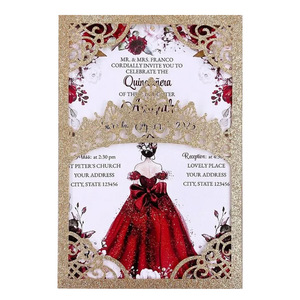 Tarjeta de invitación con diseño de corona cortada a láser, tarjeta de felicitación para bodas y festividades, tarjeta de invitación de boda. - Product Image 1