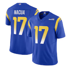 Maglia da Football americano da uomo Los Angeles #17 Puka Nacua #10 Cooper Kupp #99 Aaron Donald cucita con maniche corte - Product Image 6