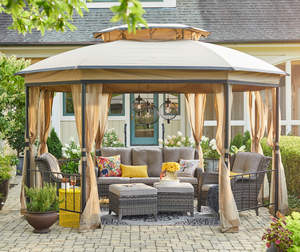 12 Ft X 10 Ft. Khung Thép Hình Bát Giác Gazebo Với Tan Tán - Product Image 2