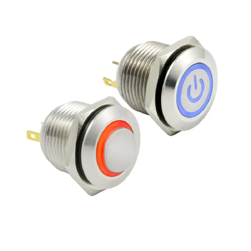 PLM16-11M-F-RU3-S0 metal micro push button soft tact switch SPDT OD16mm lock or non-lock with LED button switch