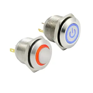 Micro Botón de metal de PLM16-11M-F-RU3-S0, interruptor de tacto suave, SPDT, OD16mm, bloqueo o sin bloqueo con botón LED