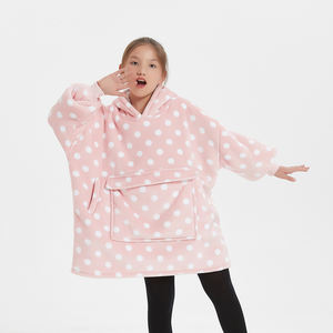 Vente en gros Couverture surdimensionnée d'hiver unisexe pour jeunes enfants <span class=keywords><strong>Pull</strong></span> à capuche doux Sherpa portable avec poche géante Cadeau pour adolescents - Product Image 3