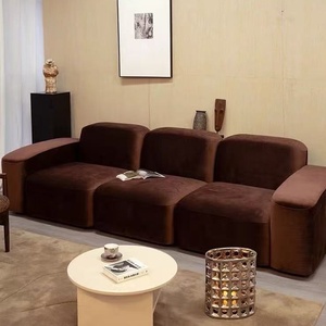 EU Velvet Fabric Three-seater for Living Room Large with Antique Style - Double Row Split in Modern Minimalist Style - Product Image 3