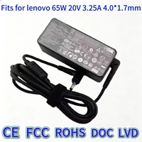 Chargeur secteur pour ordinateur portable 65W 20V 3.25A DC 4.0 1.7mm Long Shell compatible avec Lenovo ThinkPad IdeaPad Yoga