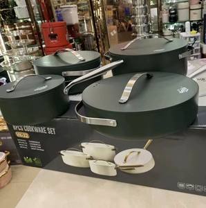 Ensemble de 8 casseroles et poêles en fonte antiadhésives avec revêtement en granit, casserole, sauteuse, poê<span class=keywords><strong>le</strong></span> à frire, qualité professionnelle de chef - Product Image 3