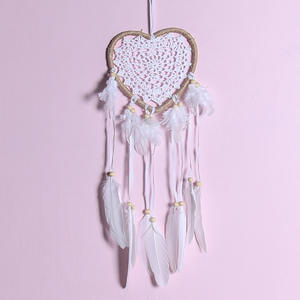 Fait à la main <span class=keywords><strong>Original</strong></span> amour capteur de rêves mariage fille coeur Textile artisanat chambre tenture murale décoration - Product Image 4