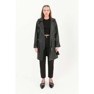 Puane Women's Short Black Genuine Leather <b>Jacket</b> - Modern Cut, Timeless Style, S-XL Sizes for Everyday Wear - Product Image 3