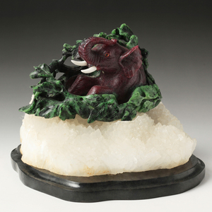 Top Notch สุดหรูทับทิม Zoiness 195*180*150มิลลิเมตรช้างแกะสลักประติมากรรมอัญมณีธรรมชาติงานฝีมือสำหรับธุรกิจของขวัญ - Product Image 5