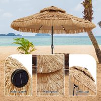 Vente en gros de parasol extérieur rond Hawaii pour patio et jardins parasol de plage double toit avec perles solaires à DEL