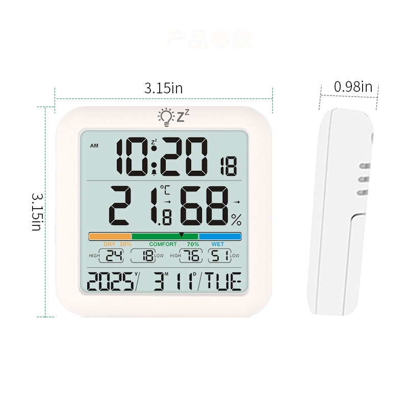 Digital Color Screen Weather Station Clock – Indoor Humidity & Temp Sensor - View 5