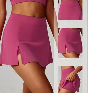 Falda Deportiva de Tenis para Mujer, Cintura Alta, Mini, con Abertura Frontal, Shorts Antitransparentes Integrados, Secado Rápido, Transpirable, Corte en A, para Correr - Product Image 2