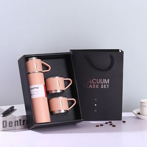 Factory Low Moq 304 Stainless Steel Double Wall <b>Thermos</b> <b>Bottle</b> Water <b>Bottle</b> Gift Set Cup With Two Lid - Product Image 1