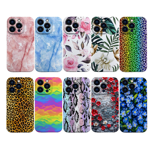 Leopard 2D Soft TPU Sublimation Phone Case for iPhone 16 Pro Max Shockproof Flower Plant Design 17
