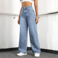 Jeans personnalisés Dongguan pour femmes – Pantalon en denim taille haute, coupe droite, jambe large, ample et extensible, style Boyfriend, pour femmes