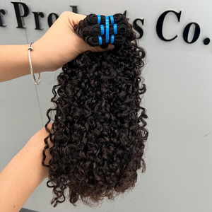 Extensiones de Cabello Remy Indio a Granel, Rizado Profundo, Doble Trama a Máquina, Cabello Humano Natural, Color Negro - Product Image 4
