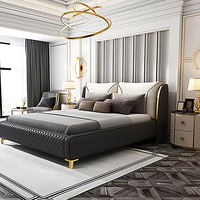 Ensemble de lit double en bois de haute qualité et abordable pour chambre principale, mobilier de chambre à coucher moderne et luxueux en bois massif, taille King Size