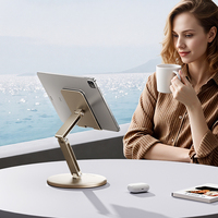 Support de tablette en aluminium aéronautique en gros, rotation à 360°, support de téléphone de bureau pliable pour tablette et smartphone de 12,9 pouces, pivotant, OEM
