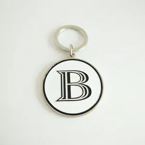 factory wholesale metallic disc circle alphabet letter capital B keyholder charm keychain for collection advertising giveaway