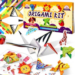 Kit de papier <span class=keywords><strong>origami</strong></span> 6x6 avec 40 motifs colorés pour enfants, avec manuel d'accompagnement, papiers carrés, pliage de papier <span class=keywords><strong>origami</strong></span> - Product Image 1