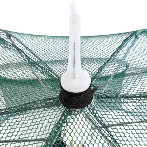 Green Umbrella Forma Dobrado Portátil Pesca Camarão Caranguejo Gaiola De Peixe Armadilha Dobrável