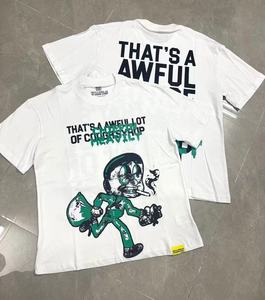 เสื้อยืดแบรนด์ดัง ดีไซน์เนอร์หรูหรา สำหรับฤดูร้อน ขายส่ง เสื้อยืดผ้าฝ้ายแบบซักแล้ว สั่งทำได้ ลายขวดยาแก้ไอ สำหรับผู้ชาย - Product Image 4