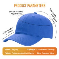 Gorras de Béisbol Heycap Personalizadas con Logotipo Bordado, 6 Paneles, Transpirables, de Algodón 100%, Diseño de Visera Curva, Gorra Deportiva Lavada