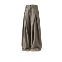 Pantalon habillé décontracté rétro tendance pour homme, plissé, texturé, coupe droite, poids moyen, long