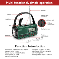 XSY-340 darurat 10000mAh pengisi daya USB engkol tangan Radio FM AM NOAA Radio cuaca dengan lampu Kompas surya & senter XSY-340